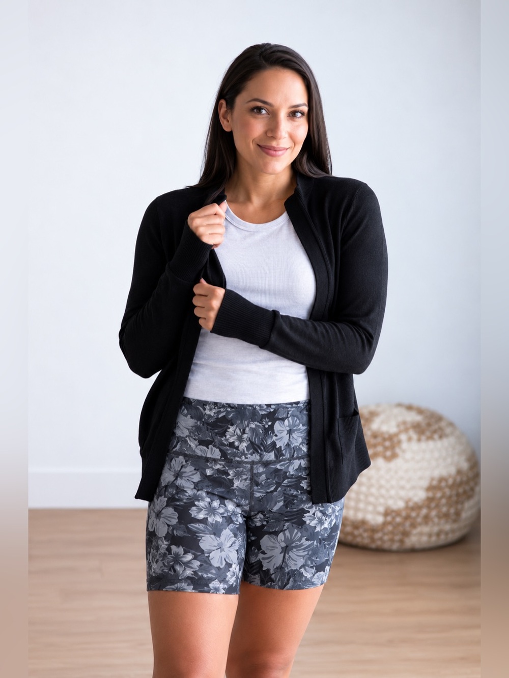 NWT Love Her Hey Shorty High Waist 5" - Gray Hibiscus XFit